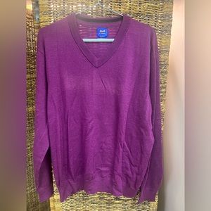 Le Tigre- V Neck, Purple sweater, front fade,‎ Size: Large, Re- Owned